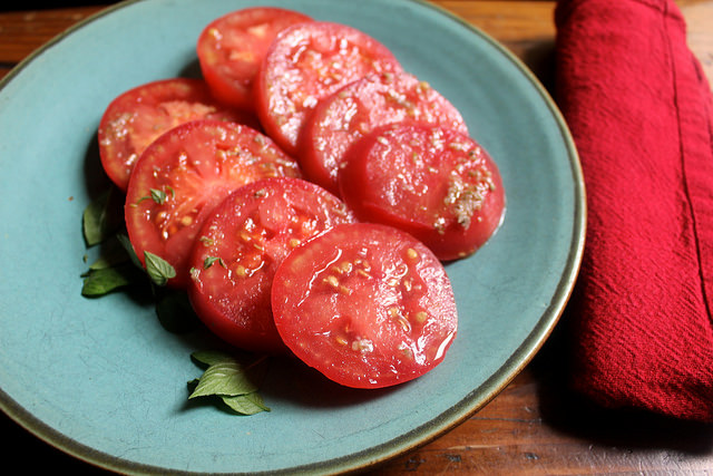 Fresh Tomatoes with Anchovy Dressing