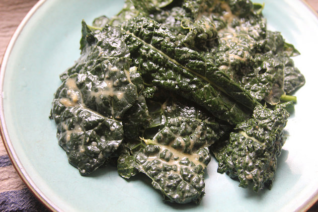 Kale Salad with Garlicky Miso Lemon Dressing
