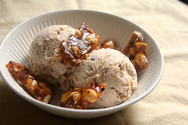 Spicy Chili Crisp and Peanut Ice Cream (with Spicy Chili Crisp Peanut Sesame Brittle)