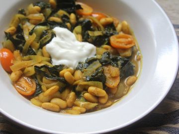 Curried White Beans and Kale with Cherry Tomatoes