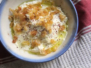 Homemade Hummus with Fried Chickpea Skins