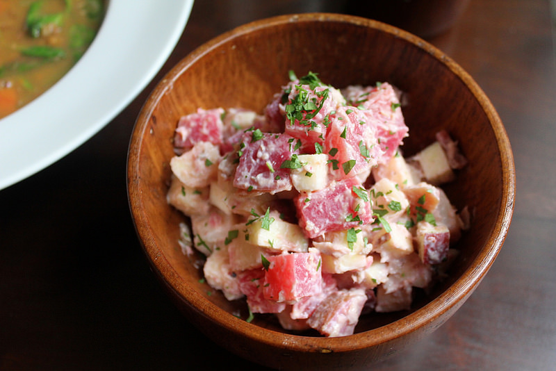Winter CSA Challenge: Cranberry Bean & Spinach Soup and Beet Herring Salad