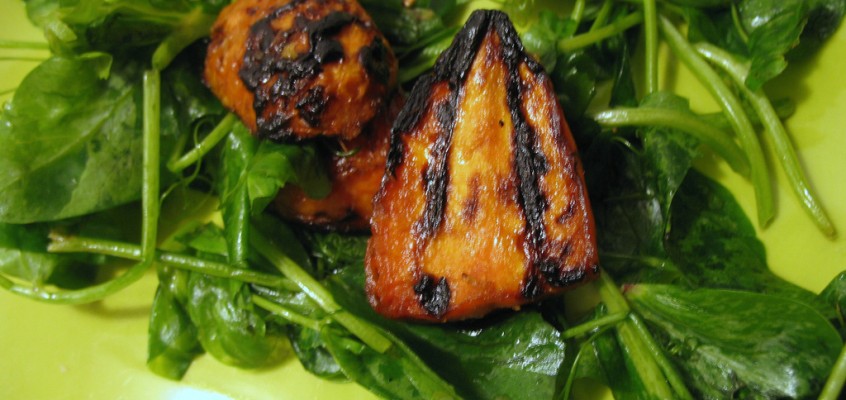 Ginger-Glazed Grilled Carrot and Pea Shoot Salad