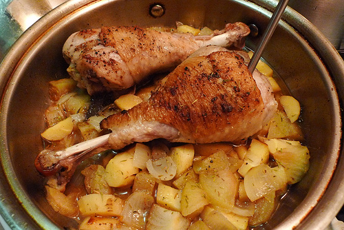 Turkey Legs with Apples, Parsnips and Onion