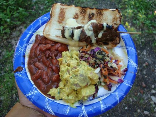 Honey Miso Coleslaw, Hoisin Chipotle Baked Beans and Curry Rosemary Potato Salad