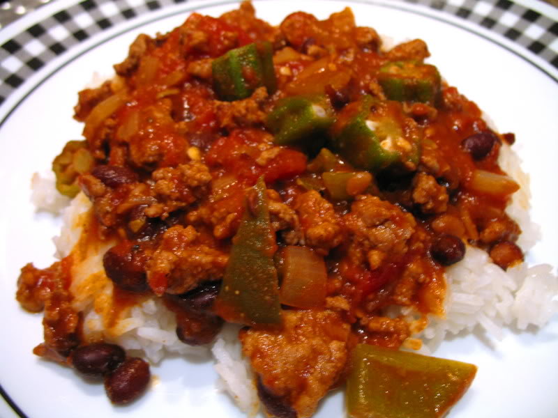 Turkey Black Bean Chili with Okra
