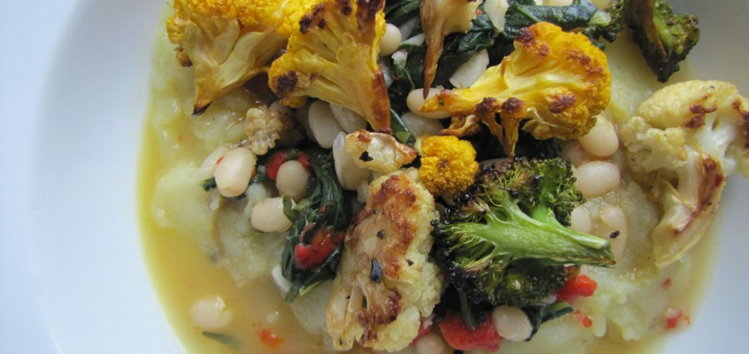 White Bean and Brassica Ragout with Creamed Potatoes