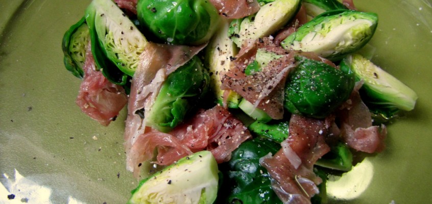 Blanched Brussels Sprouts with Proscuitto