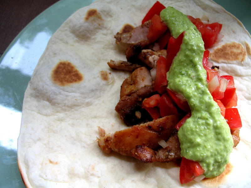 Chicken Fajitas with Jalapeno-Mayonnaise Sauce & Pico de Gallo