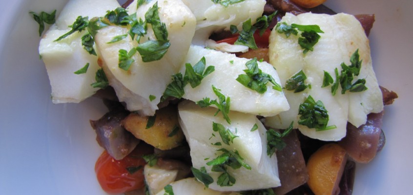 Steamed Turbot Fillets with Potatoes and Turnips