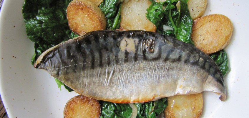 Miso Broiled Mackerel with Potatoes & Spinach