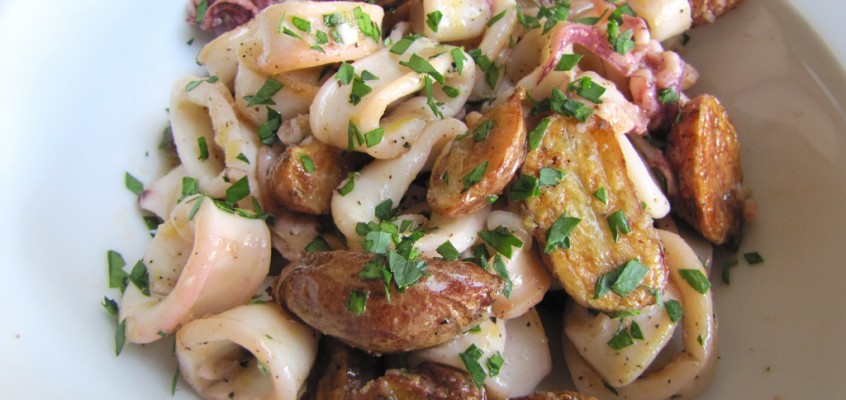 Squid Salad with Roasted Potatoes and Lemon-Shallot Vinaigrette