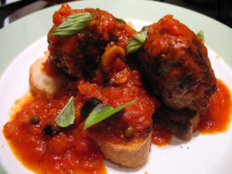 Meatball Bruschetta alla Puttanesca