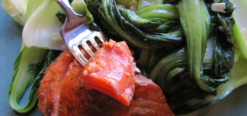 Apricot-Glazed Salmon with Bok Choy