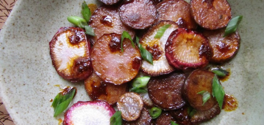 Pan-Fried Potatoes and Turnips with Chili-Soy Sauce & Scallions