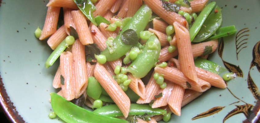 Sugarsnap Pea Penne with Shiso