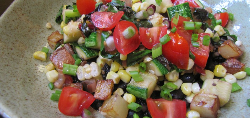 Black Beans with Summer Vegetable Sauté