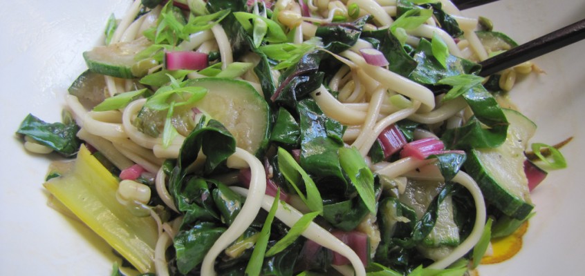 Chilled Sesame Noodles With Swiss Chard, Zucchini and Bean Sprouts