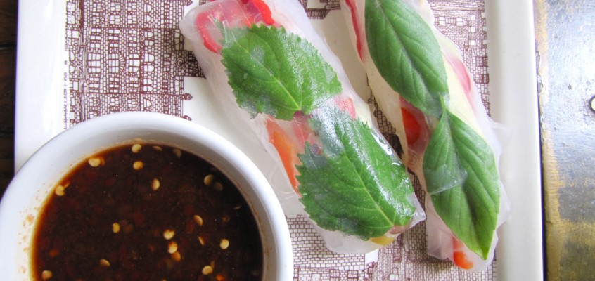 Fresh Veggie Summer Rolls with Shiso and Thai Basil