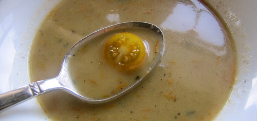 Grilled Vegetable Soup with Lobster Stock