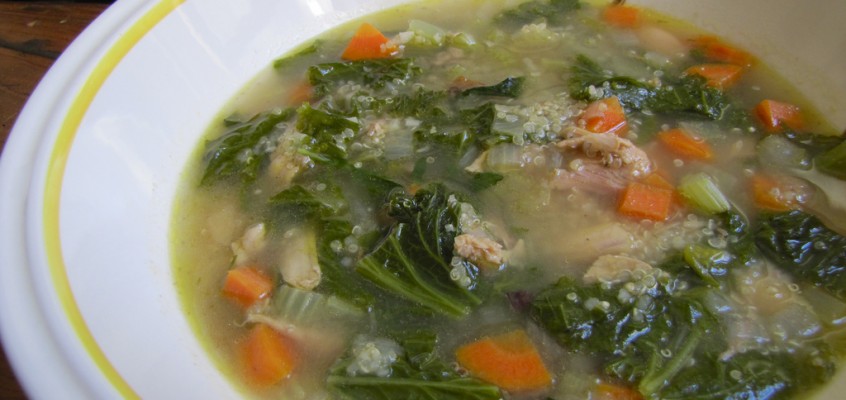 Turkey & Quinoa Soup with Bitter Greens