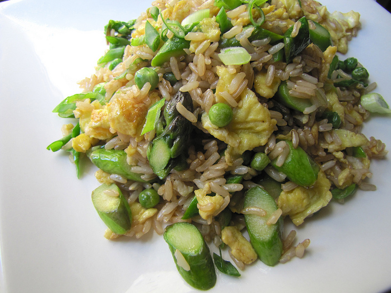 Fried Rice with Asparagus & Peas