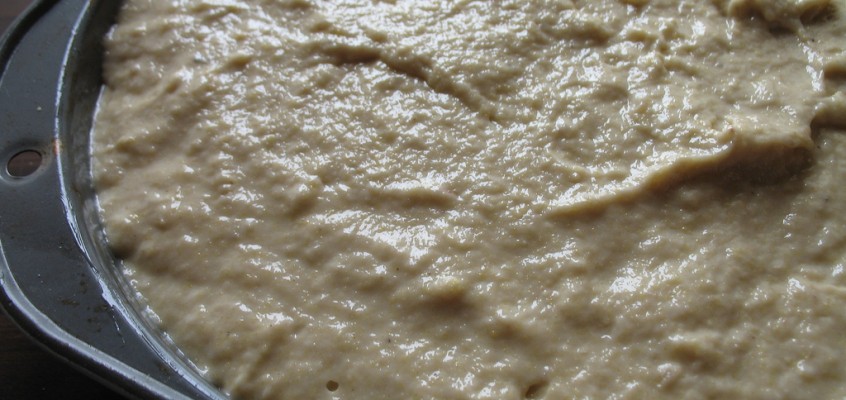 Banana Coconut Cornbread with Peach Compote