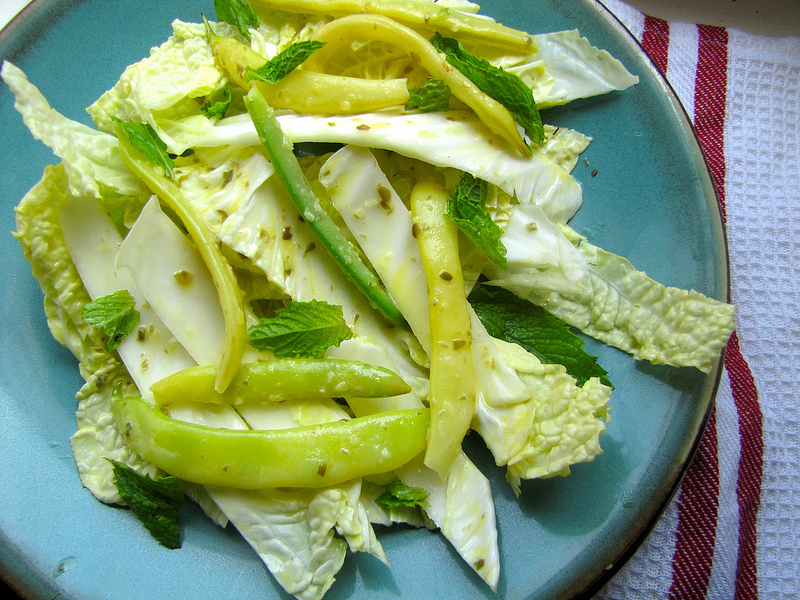Creamy Cabbage Salad with Romano Beans & Mint