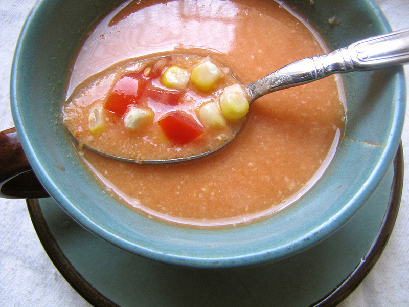 Gazpacho with Sweet Corn and Cucumber