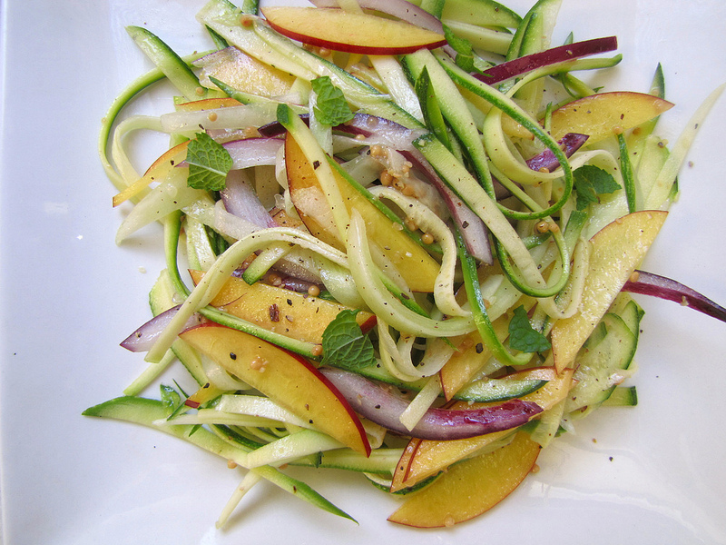 Fresh Zucchini and Cucumber Slaw with Nectarines & Mint