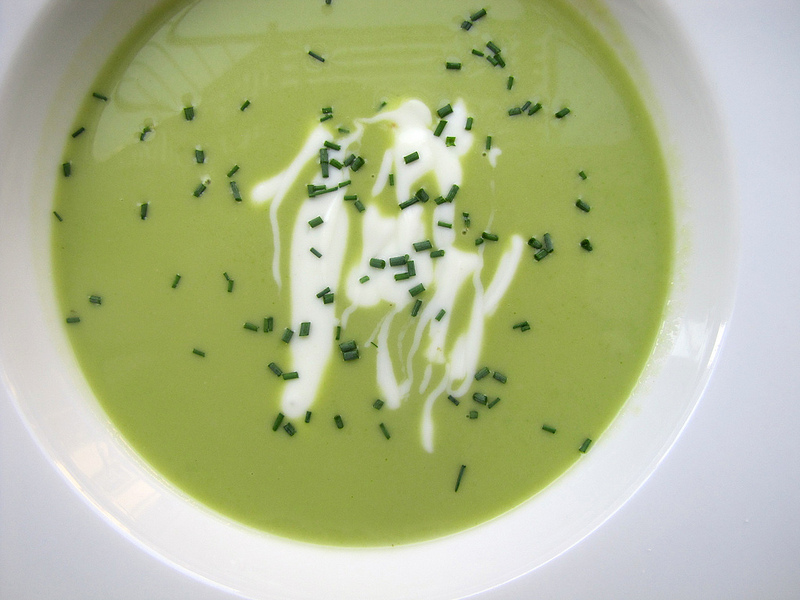 Chilled Pea Soup with Wasabi Cream