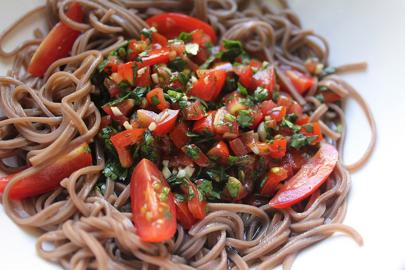 Soba Noodles with Tomato and Cilantro Vinaigrette