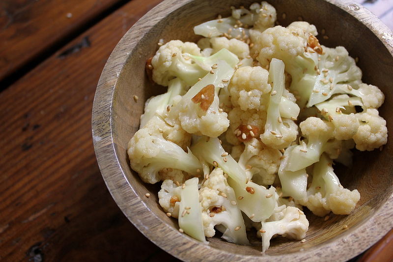 Sesame Marinated Steamed Cauliflower