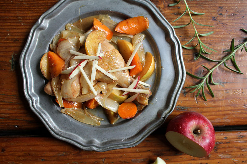 Chicken Braised with Sake, Cider and Miso